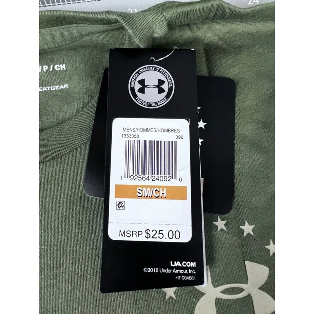 Men's Under Armour Freedom Flag Logo Tactical T Shirt NEW - Picture 6 of 7